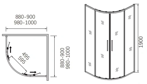 Душевой уголок CeramaLux CL901-100 Matt Gold