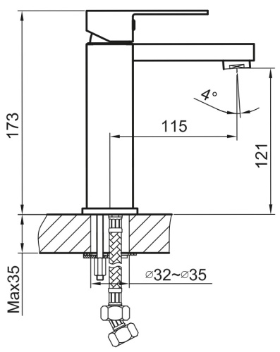 Смеситель для умывальника Ahti Hamina HA201001