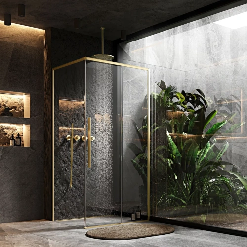 Душевой уголок Rea Solar Brush Gold 100x80 K9509