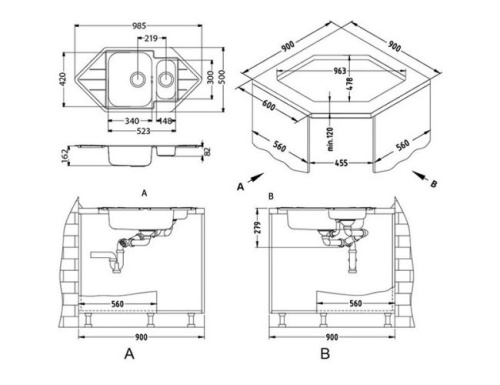 Мойка для кухни Alveus LINE 40 NAT-90 985x500 1065674