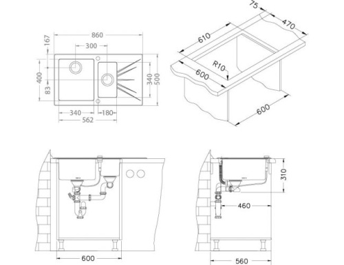 Мойка для кухни Alveus KARAT 20 белый 860x500 левая 1102773