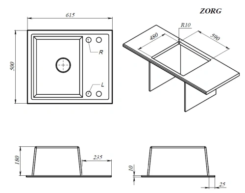 Мойка кухонная Zorg Torino 62 песчаный берег