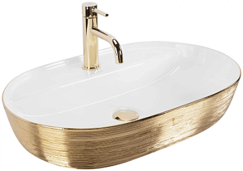 Умывальник Rea Aura 61 White Gold Brush U6900