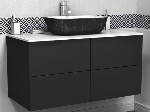 Тумба подвесная Vela Бланка 100П 4 ящика черный матовый (открывание нажатием) TU57101