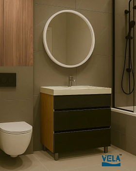 Тумба напольная Vela Мира Лайт 70Н под Classica (дуб/черный) TU2819