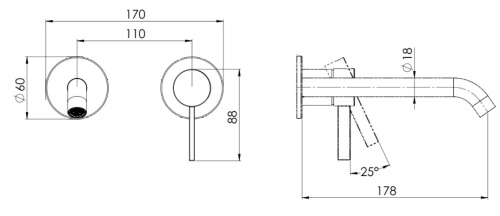 Смеситель для раковины Remer Metrica MC15PLWBRP, медь брашированная