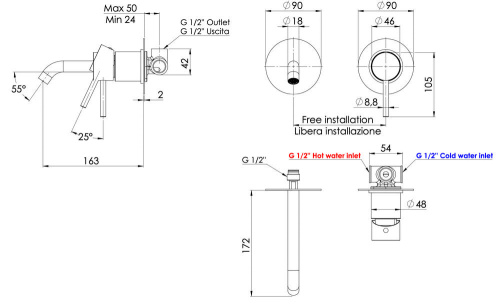 Смеситель для раковины Remer X Style X15CNO, черный матовый