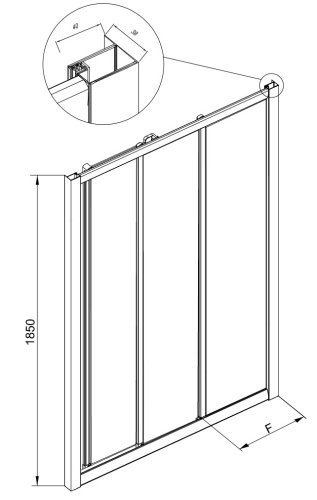 Душевая дверь Kolpa-San Luna TV3D/S 80 silver transparent 560050