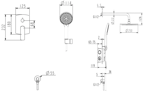 Душевая система Nemo Prima NM-1352-BG brush gold