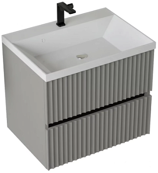 Тумба подвесная Vela Волна 70П под Classica (серый мат) черный гола TU8855