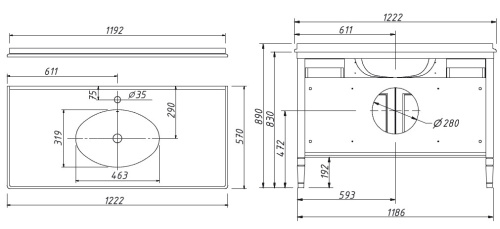 Тумба напольная Caprigo Albion 120 10320-B059