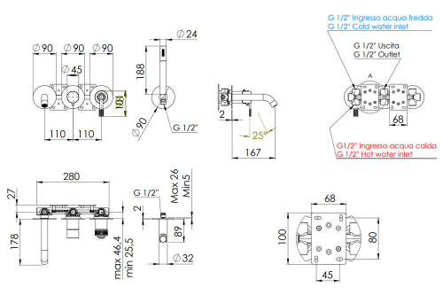 Смеситель для ванны Remer Atelier AL53D2P