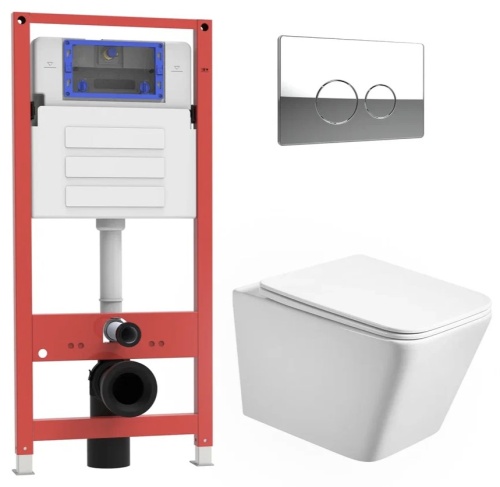 Комплект Oliveeka инсталляция OL-MQ-003 с унитазом OL-5014 и кнопкой OL-R22-CR