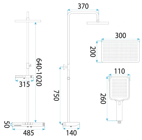 Душевая система Rea Pedro black matt P0897