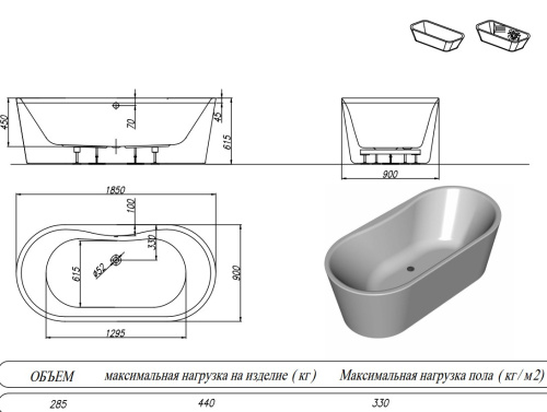 Ванна акриловая Kolpa-San Comodo FS 185x90