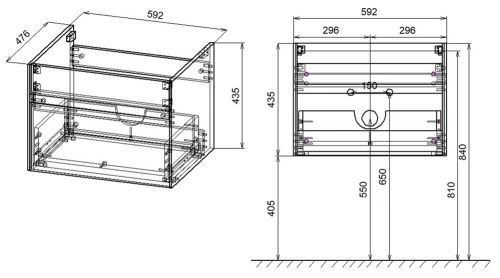 Тумба подвесная Vincea Chiara VMC-2C600CO C.Oak