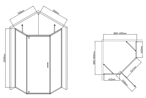 Душевой уголок Vincea Slim-U VSP-2SU900CL