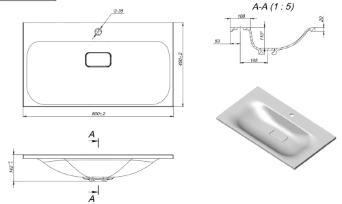 Умывальник Versalia Элегия 80