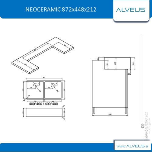 Мойка для кухни Alveus NEOCERAMIC 872x448x212 227983
