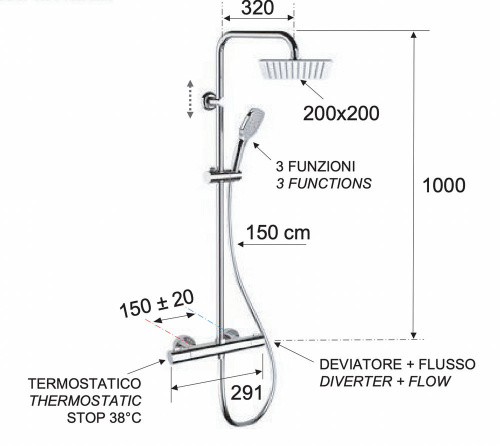 Душевая система Remer EQ32X8CPUFD20
