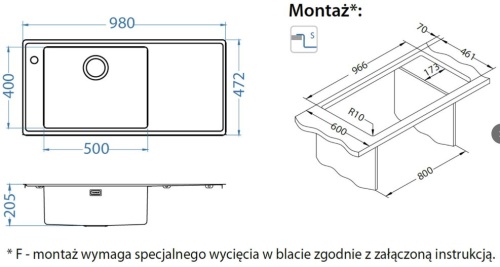 Мойка для кухни Alveus STRICTO 30L new KMB 980x472 левая 1149536