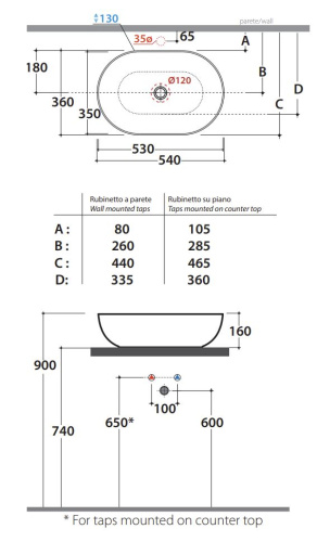 Умывальник Globo T-edge B6O54AR