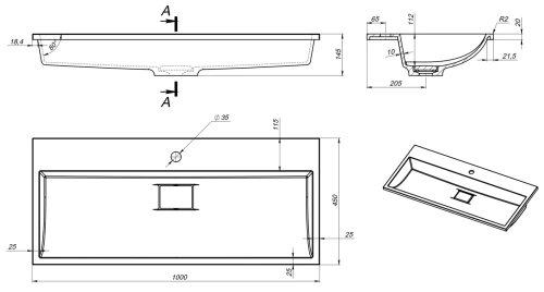 Умывальник Versalia Absolute 80 black