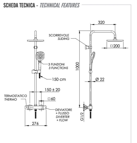 Душевая система Remer Absolute ST32X8CPSD25