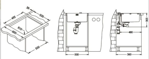 Мойка для кухни Alveus PURE MONARCH 30 ANTHRACITE-90 FS 515x525 1106868