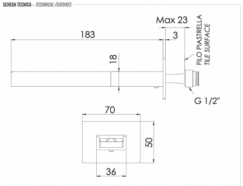 Излив настенный 18 см Remer 91QC