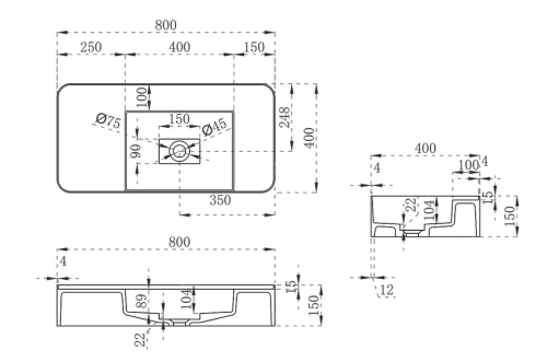 Умывальник Vincea Solid Surface VWB-6S480MW