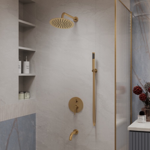 Душевой комплект Vincea Villa VSFW-1VL3BG встраиваемый, 3 режима, брашированное золото