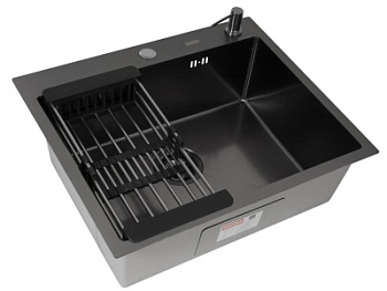 Комплект Arfeka Eco AR мойка 600*500, коландер, дозатор black decor volcanic rock