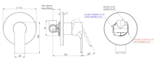 Смеситель для душа Mariani Kali B16179KL