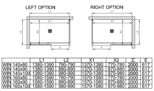 Душевой уголок Kolpa-San Calypso WIN 140x100 black transparent 517690