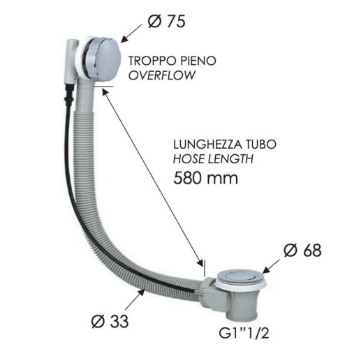 Слив-перелив полуавтоматический для ванны Remer 96P