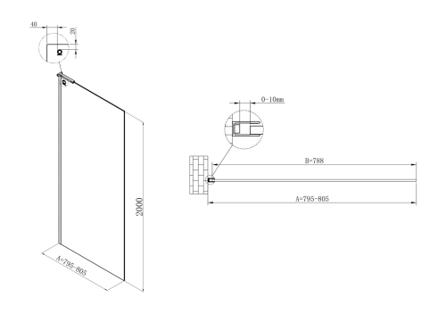 Душевая стенка Vincea Walk-In VSW-7HA800CLGM