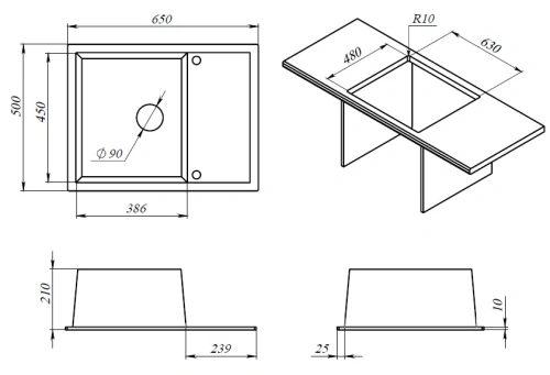 Мойка кухонная Zorg Apollo 65 серый жемчуг