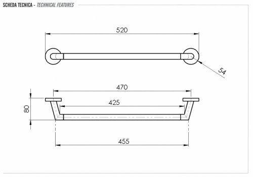 Полотенцедержатель 40 см Remer Guest GS40CFP, черный брашированный хром