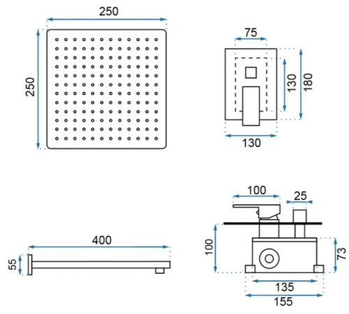 Душевая система Rea Fenix Chrome P8451