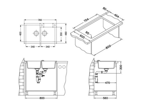 Мойка для кухни Alveus ROCK 90 Granital CONCRETE-G81 780x480x180 1122744