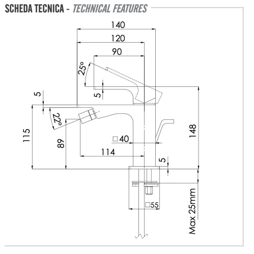 Смеситель для биде Remer Absolute AU20