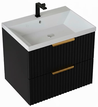 Тумба подвесная Vela Волна 70П под Classica (черный мат) золото хекси TU8861