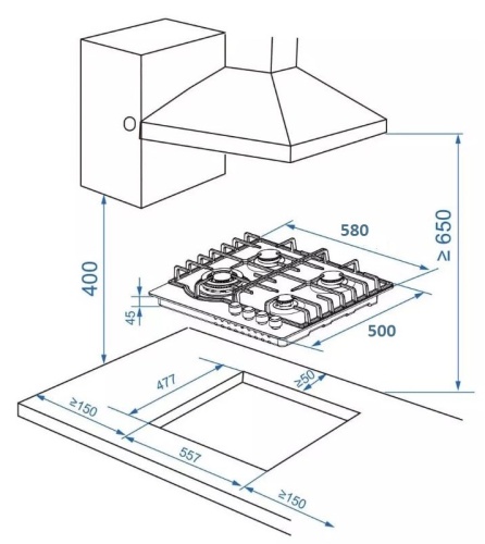 Газовая варочная панель ZORG HAG63 FDW white