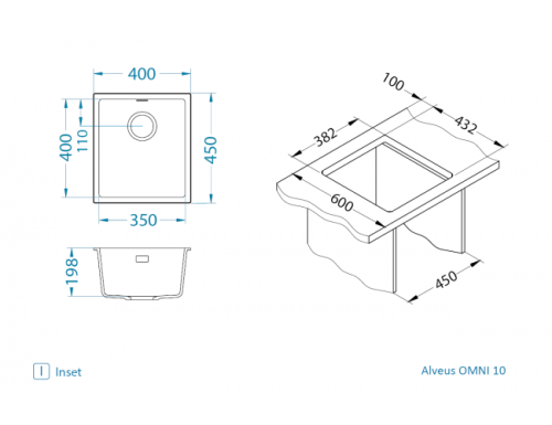 Мойка для кухни Alveus OMNI 10 Granital DEEP BLACK-G90 400x450x198 1150042