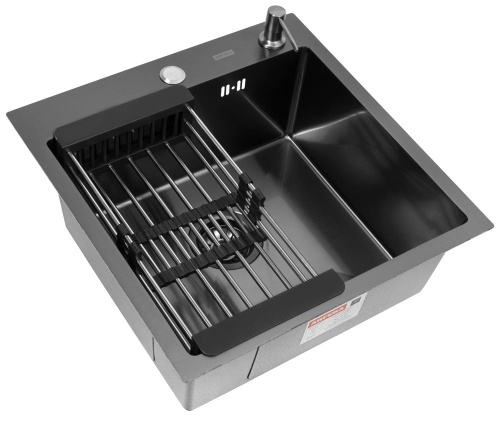 Комплект Arfeka Eco AR мойка 500*500, коландер, дозатор black