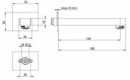 Излив настенный 18 см Remer 91L