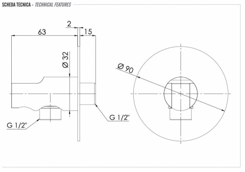 Держатель ручного душа с подключением Remer 337X