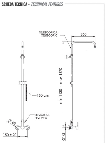 Душевая система Remer Energy EY37ASSDNO, черный матовый