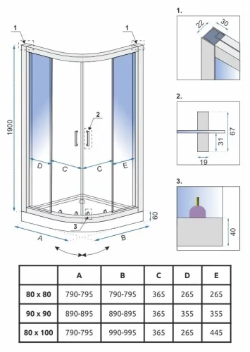 Душевой уголок Rea Look chrome 80x100 K7901